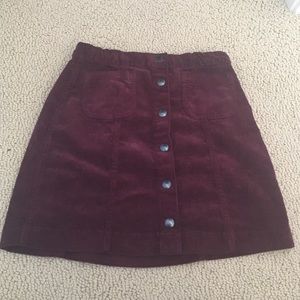 Corduroy button up skirt