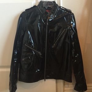Black patent Alice and Olivia Moto jacket
