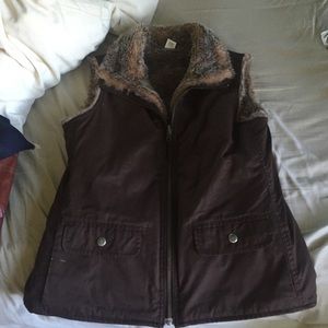 Brown fur vest