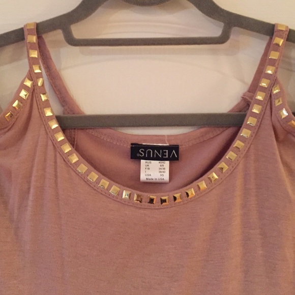 Taupe shirt with gold studs - Picture 2 of 2