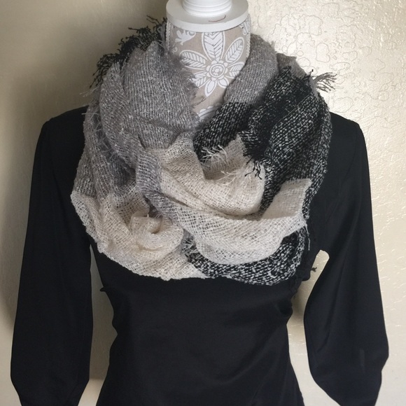 Black Grey & Cream Infinity Scarf - Picture 3 of 7