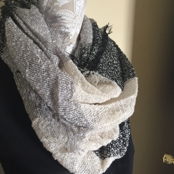 Black Grey & Cream Infinity Scarf - Picture 4 of 7