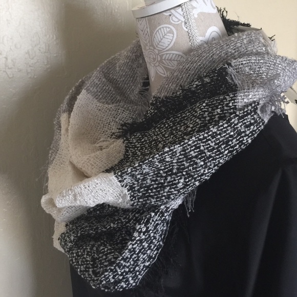Black Grey & Cream Infinity Scarf - Picture 5 of 7