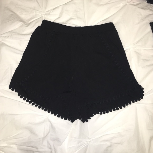 Black detailed soft shorts