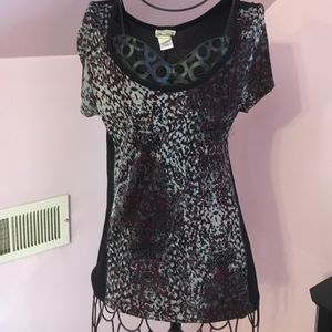 Long Multicolored Scoop Neck Shirt