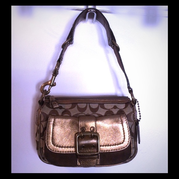 COACH Bronze Metallic Signature Small Bag - Picture 1 of 4