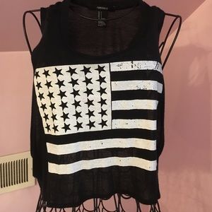 Black & White American Flag High Low Tank