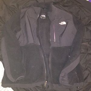 Black north face jacket with pink features
