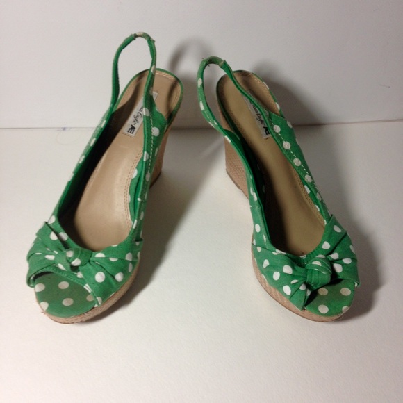 Green/White Polka Dot American Eagle Wedges
