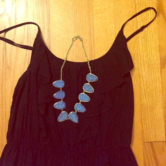 Blue iridescent stone necklace