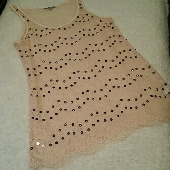 Lace and sequin tank top