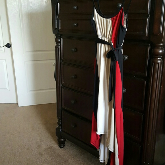 Maternity high-low color block evening dress