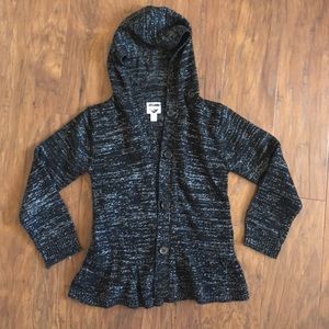 Girls size 5/6 black and silver cardigan.