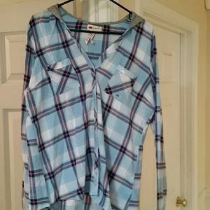 Hooded flannel shirt