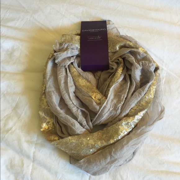Nordstrom Taupe & Sequined Scarf