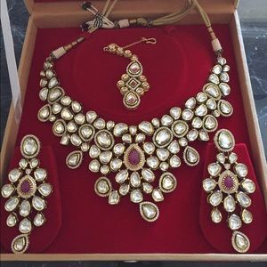 Indian Bridal Necklace, Earring, & Tikka Set
