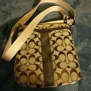Coach signature handbag in brown and khaki