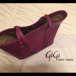 Gigi New York Mini Taylor Python tote in Magenta