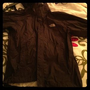 Brown North Face rain jacket