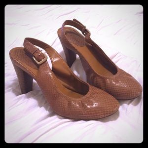 Cole Haan Caramel Snakeskin Heels, Sz 7