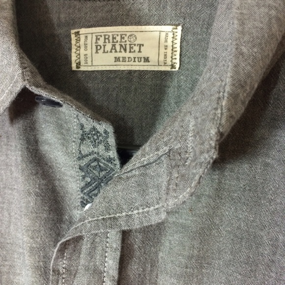 Shirt - Heathered-Gray Aztec Stitched Button-Down - Picture 3 of 4