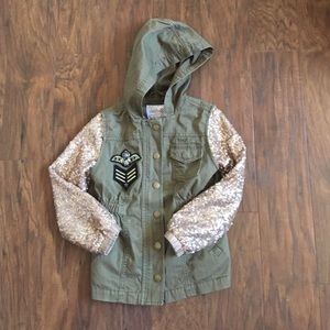 Kids army green hooded jacket
