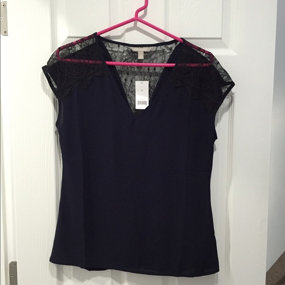 Banana Republic Navy Short Sleeve Blouse Size XS