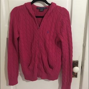 Ralph Lauren cotton cable knit hoodie cardigan
