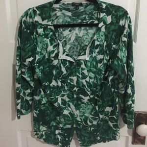 Talbots green pattern cardigan