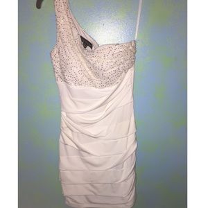 White off the shoulder homecoming dress