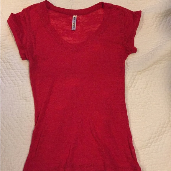 Red v-neck shirt