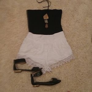 Bundle! White shorts & black shirt