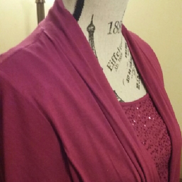Christopher & Banks Berry Sequin Top, Size P/M