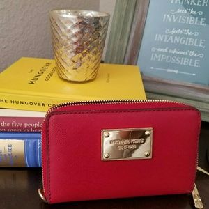 Michael Kors Red Saffiano Leather Phone Wallet
