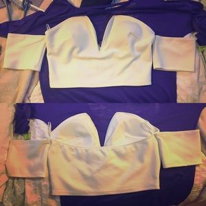 White Off-Shoulder Crop Top