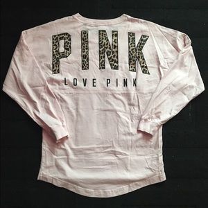 VS PINK Light pink cheetah crew