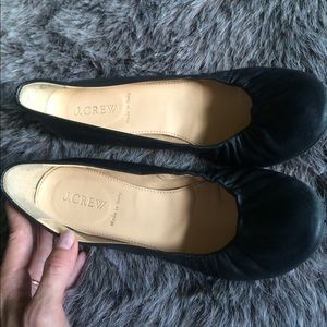 Jcrew black leather flats