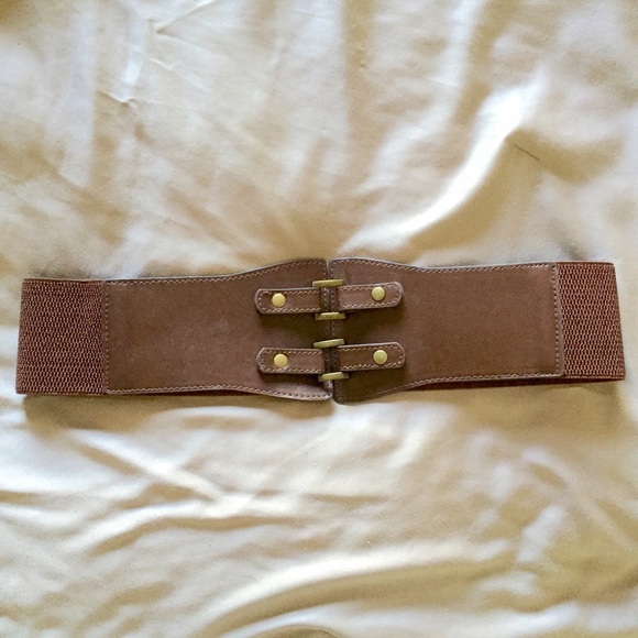 Wide elastic belt medium in dark brown