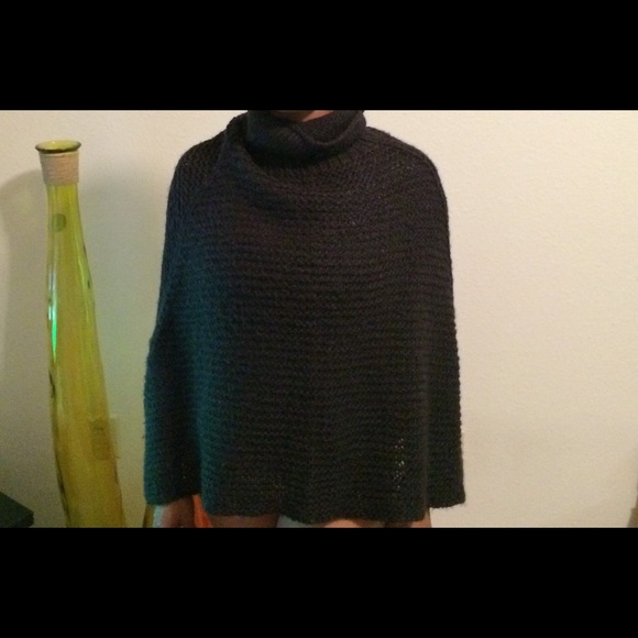 Black cowneck knitted shawl