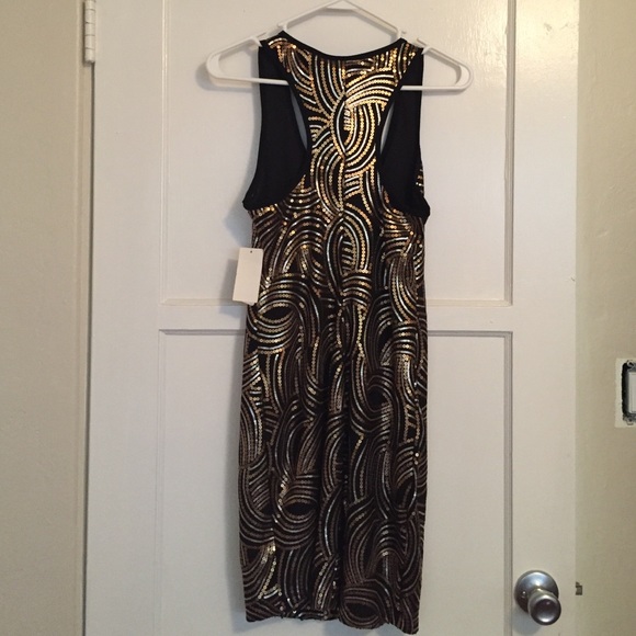 Black and Gold Sequined Dress by B. Darlin - Picture 2 of 2