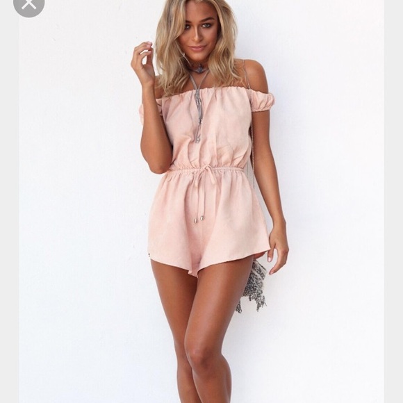 Pink off the shoulder romper
