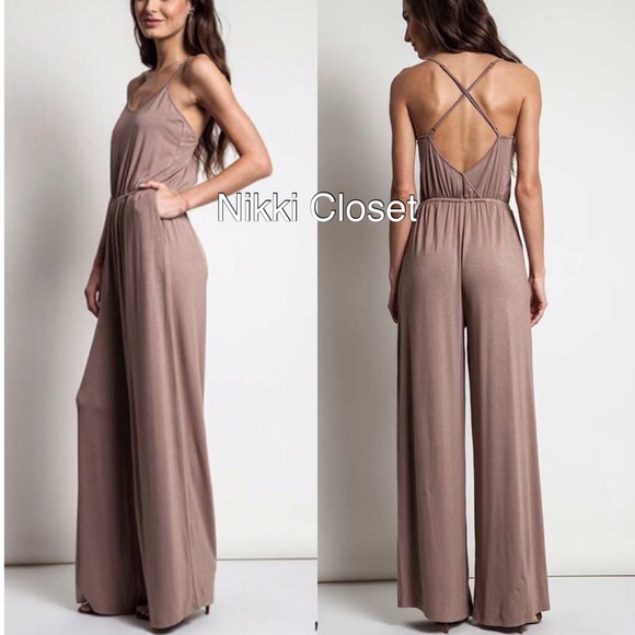 Criss Cross High Waist Jumpsuit Dress backless - Picture 2 of 5