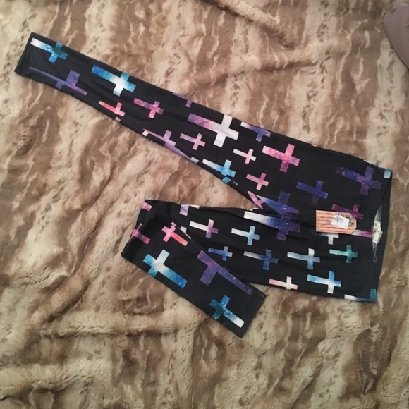 Galaxy print Cross Leggings