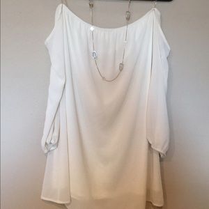 Cold shoulder silk dress