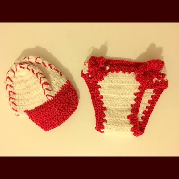 Newborn baseball hat and diaper cover