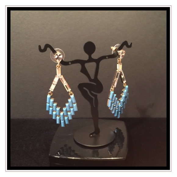 Silver and turquoise dangle earrings - Picture 1 of 4