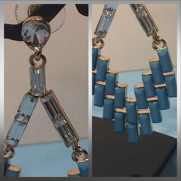 Silver and turquoise dangle earrings - Picture 2 of 4
