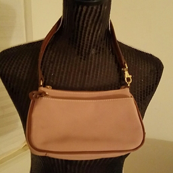 Tan and brown zippered mini bag