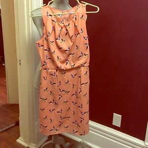 Peach dress with bird design
