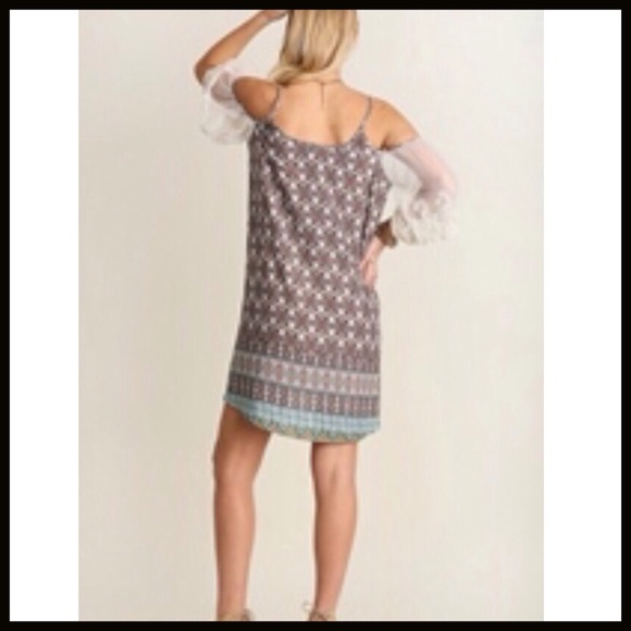 Lace Sleeve Cold-Shoulder Dress - Picture 2 of 4